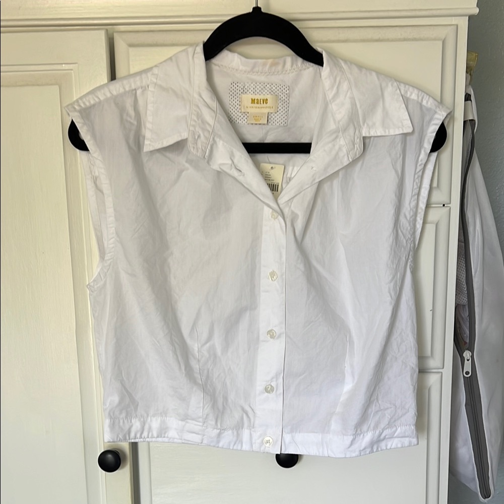 NWT Anthropologie Maeve collared crop button down top